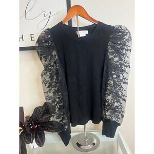 Beautiful Black Sweater with Lace Sleeves